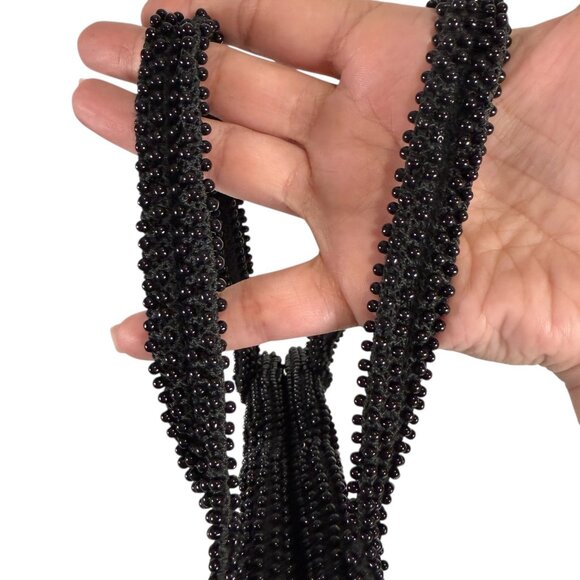 Stunning Vintage 1950's Black Corde Bead Cavier Evening bag Purse - Picture 13 of 15